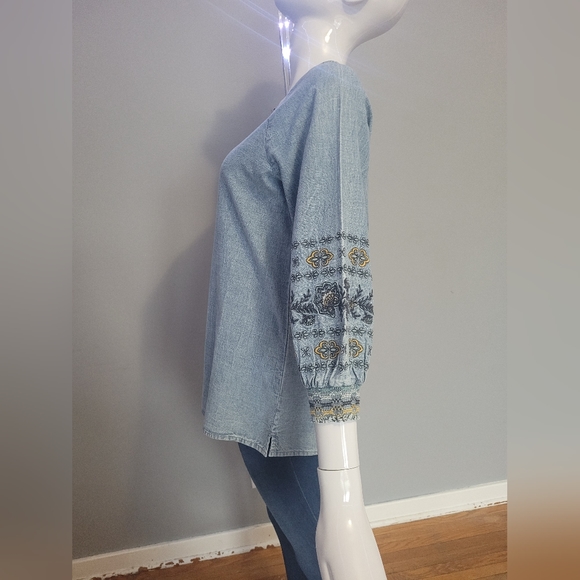 Bob Timberlake Chambray Embroidered Top, BNWT, Size XS - Picture 4 of 8
